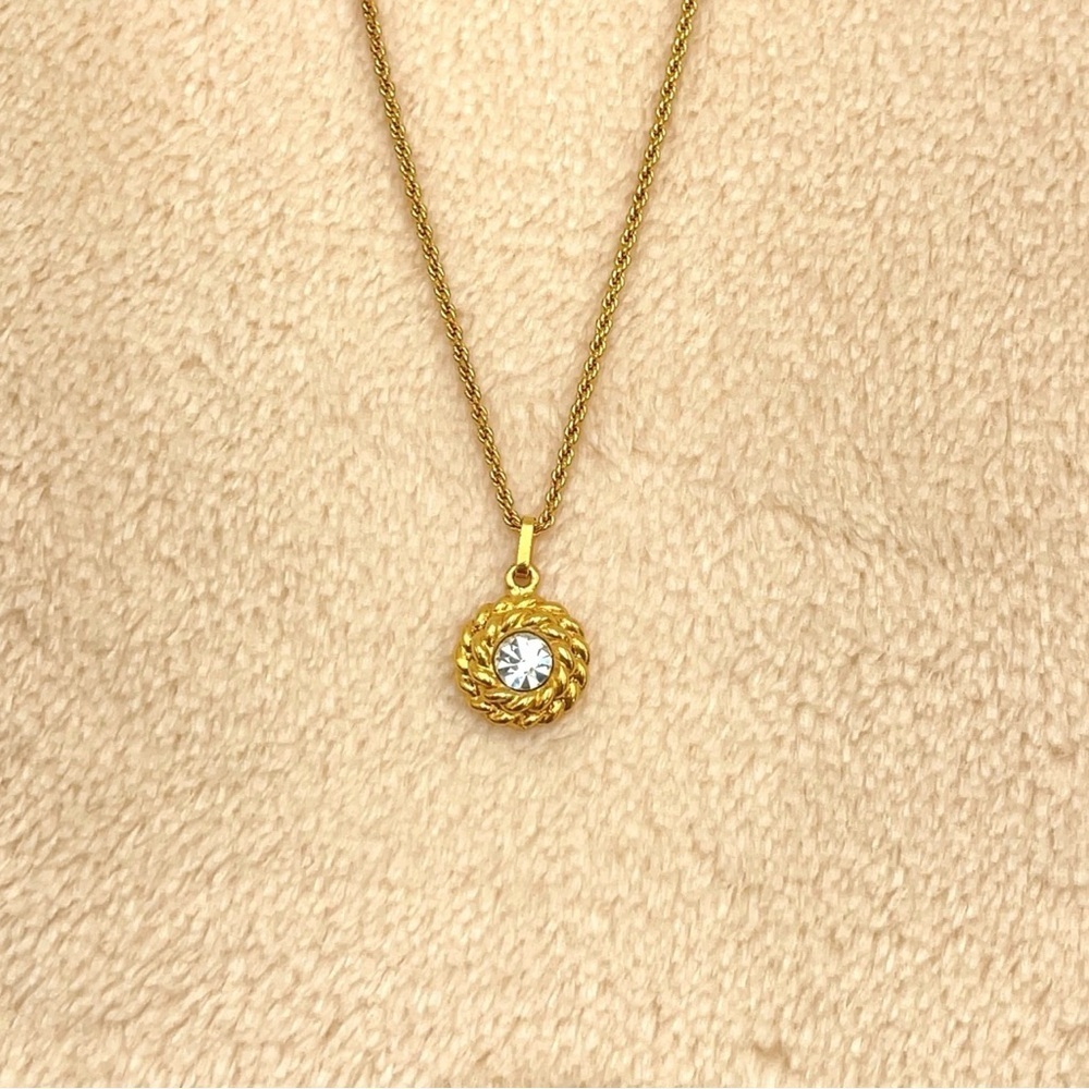 Auth Chanel Rhinestone GD Engraved
Necklace W/Box - Picture 10 of 12